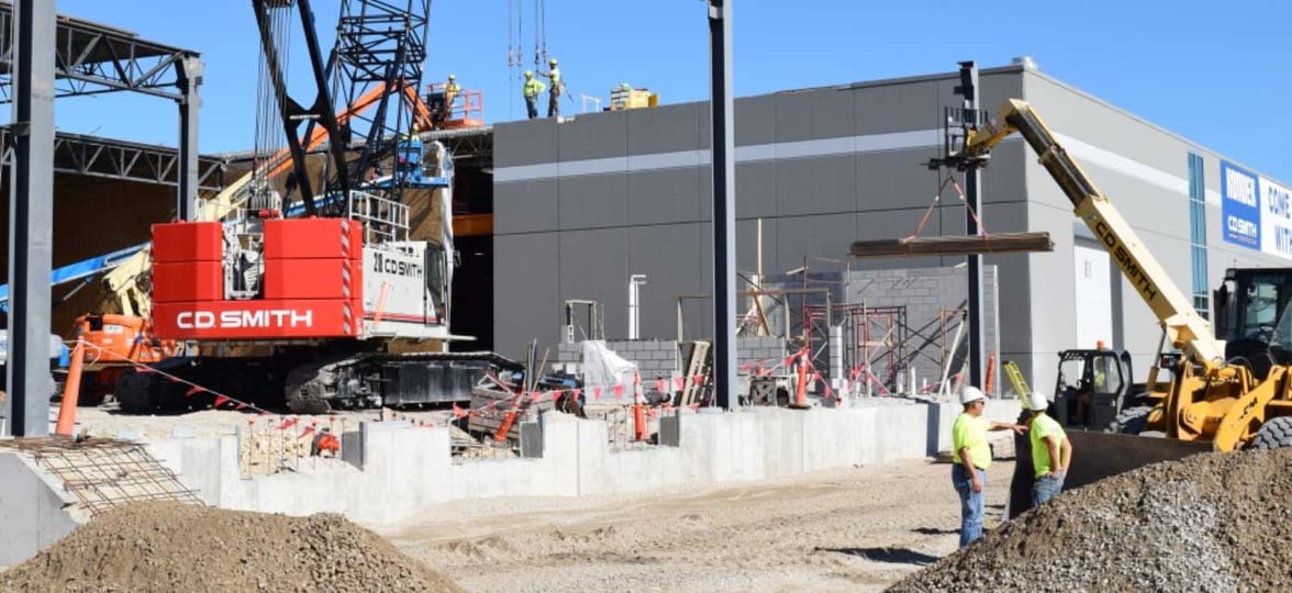 C.D. Smith Construction workers building Kondex Corporation's 60,000 square-foot manufacturing and warehouse addition