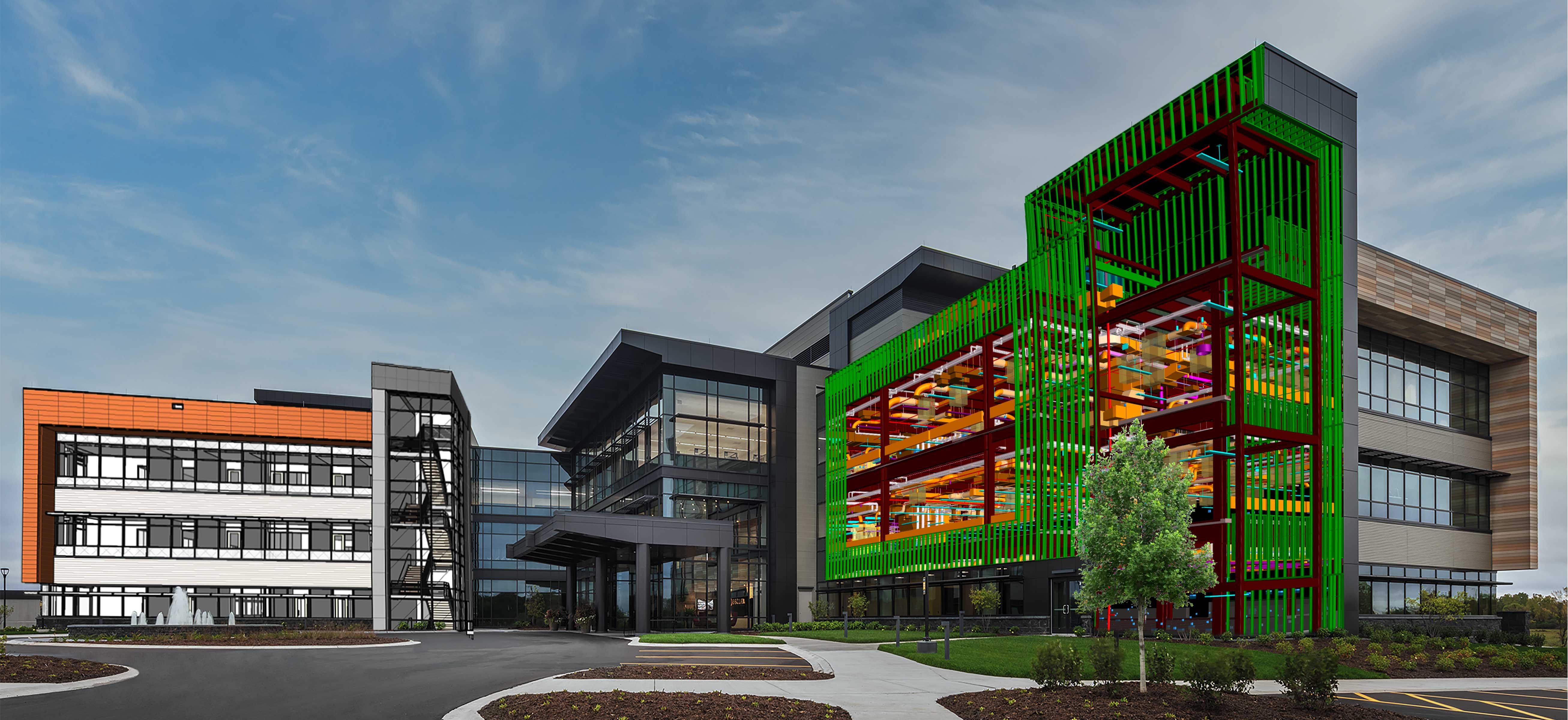 Virtual Design and Trade Coordination Illustration of Secura Insurance Corporate Office by C.D. Smith