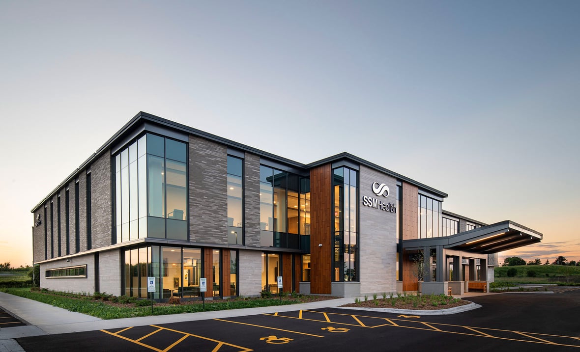 SSM Health Beaver Dam Clinic exterior photograph at dusk