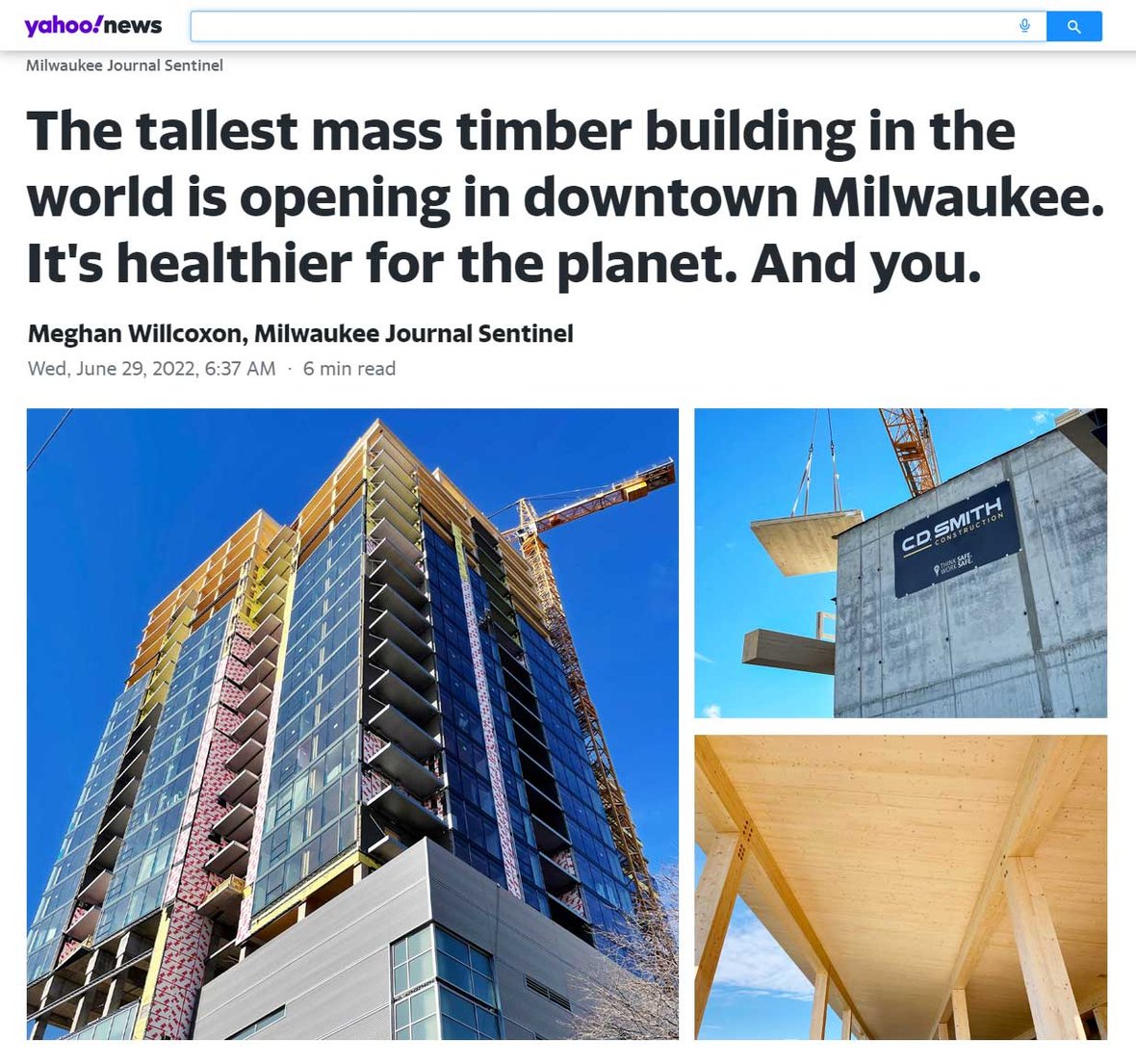 C.D. Smith Construction Building Ascent Mass Timber Tower in Milwaukee, Wisconsin