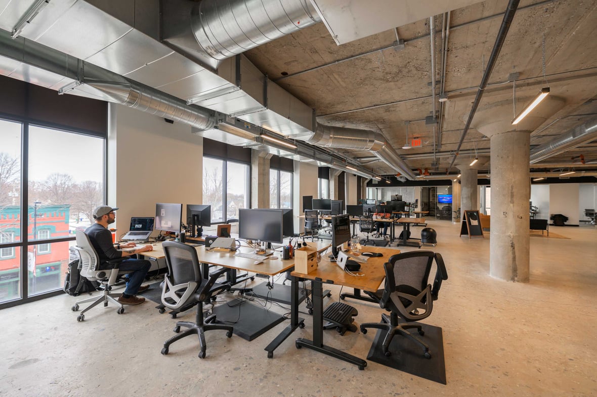 The Rail Yard Innovation District Building R Interior photography of workspaces