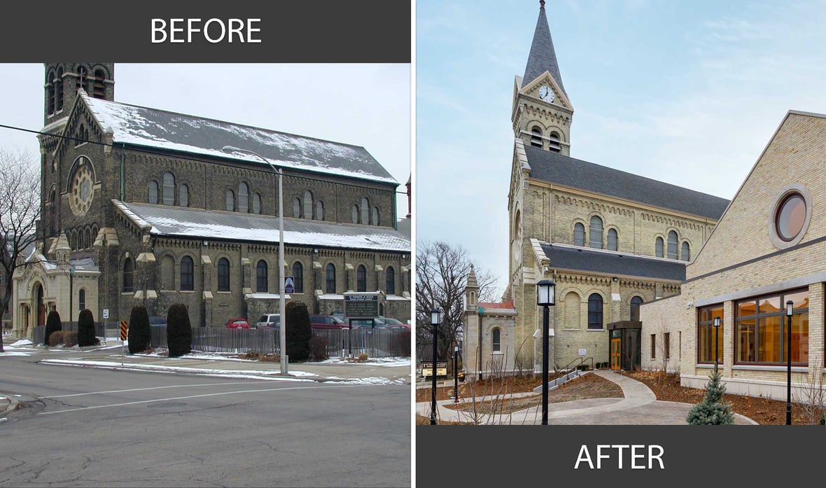 Before & After St. Francis Monastery Renovation and Addition in Milwaukee Wisconsin - C.D. Smith Construction Project