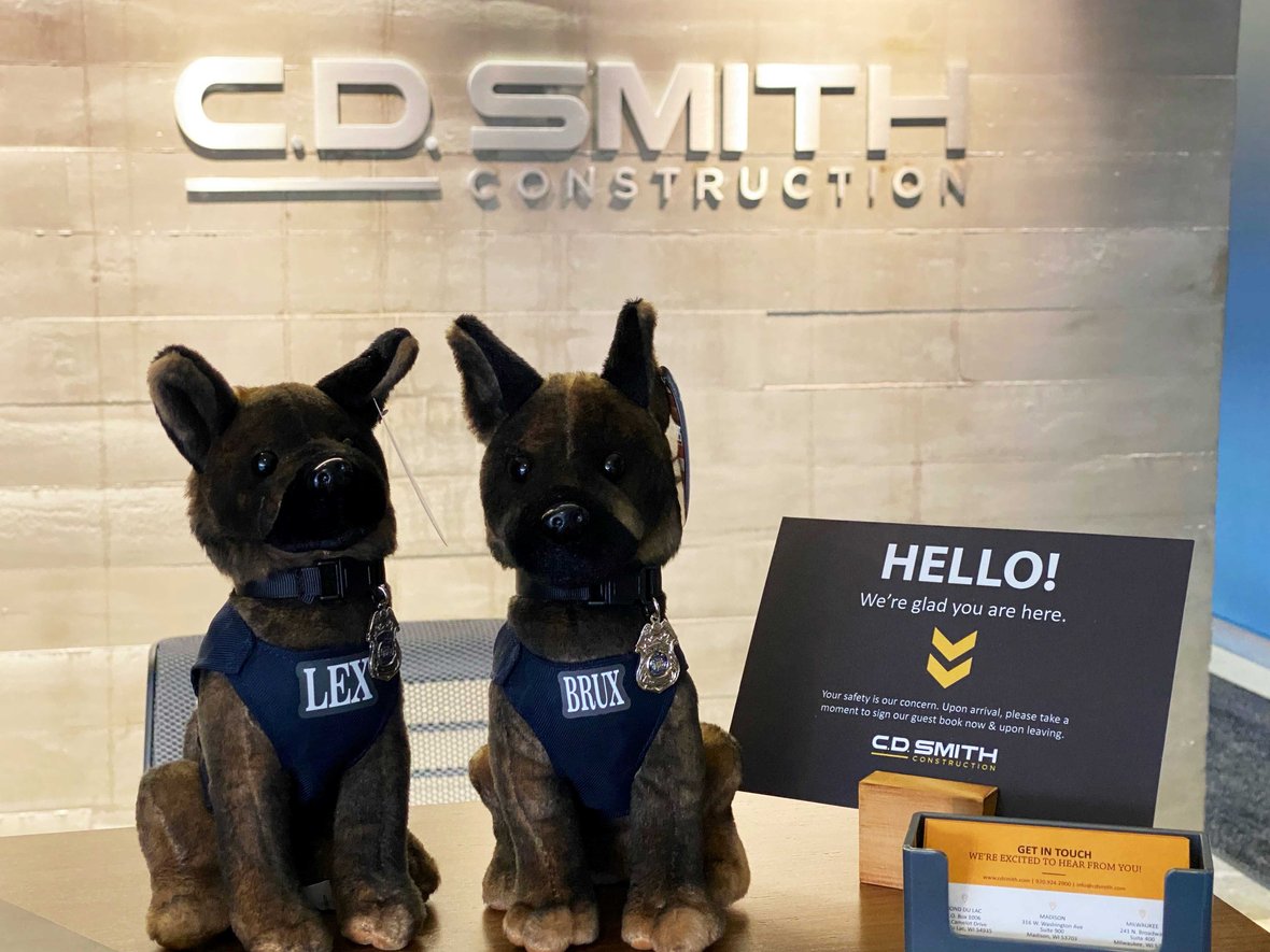  C.D. Smith Construction supports Fond du Lac Police K-9 Unit fundraiser with donations of plush toys for purchase by the community.