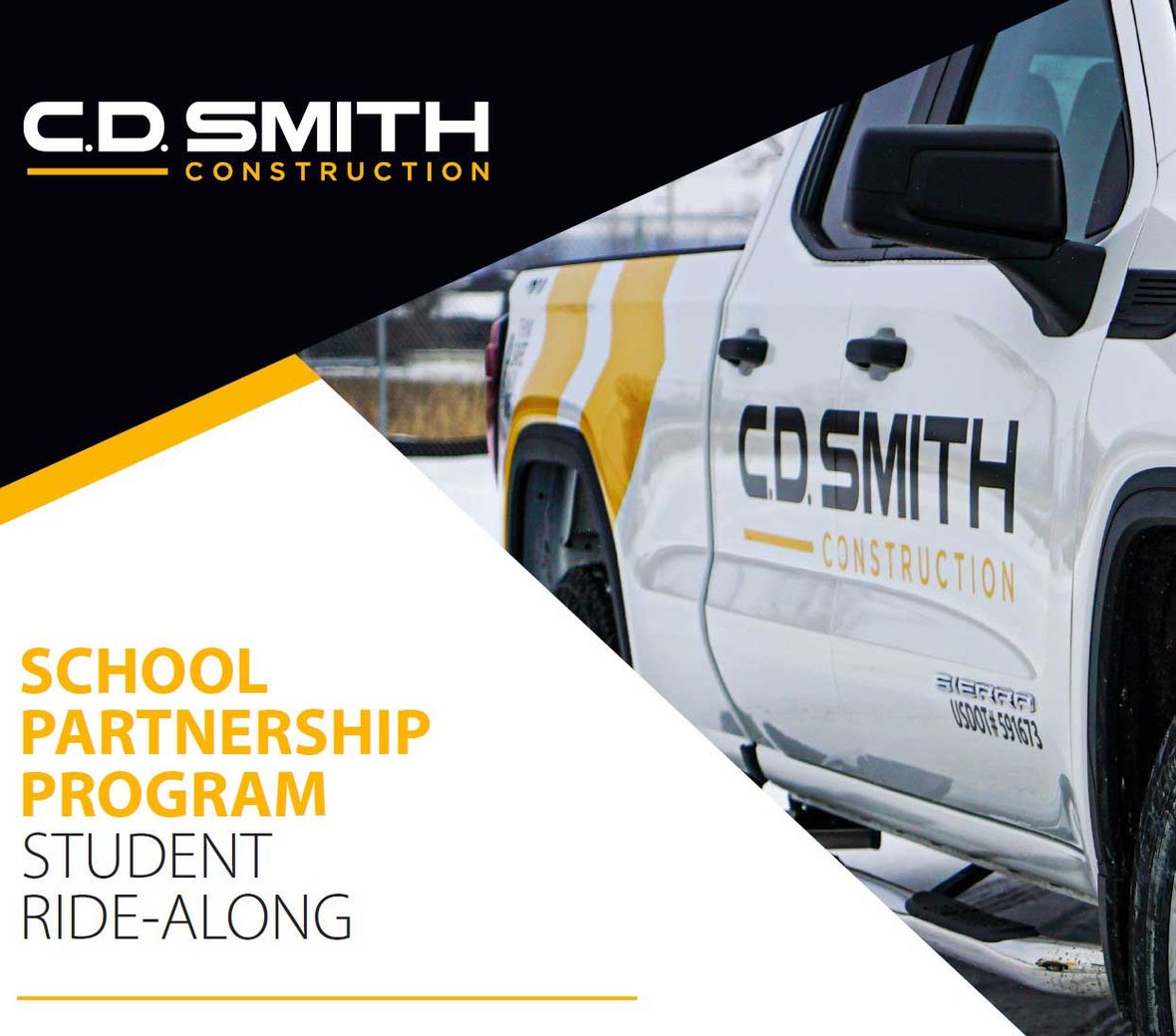 C.D. Smith Construction branded fleet vehicle for ride-alongs