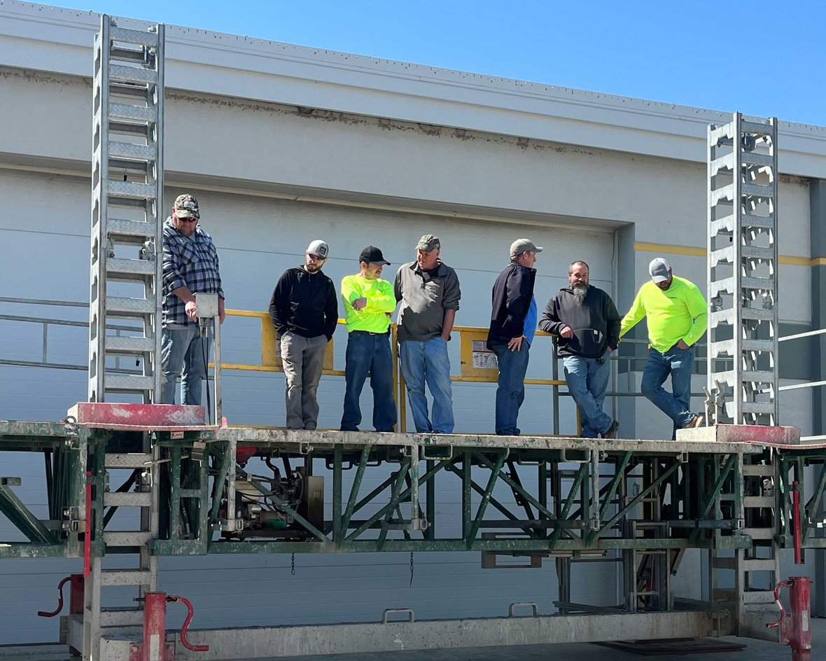 C.D. Smith Construction masonry workers participate in a scaffolding demonstration during Safety Days