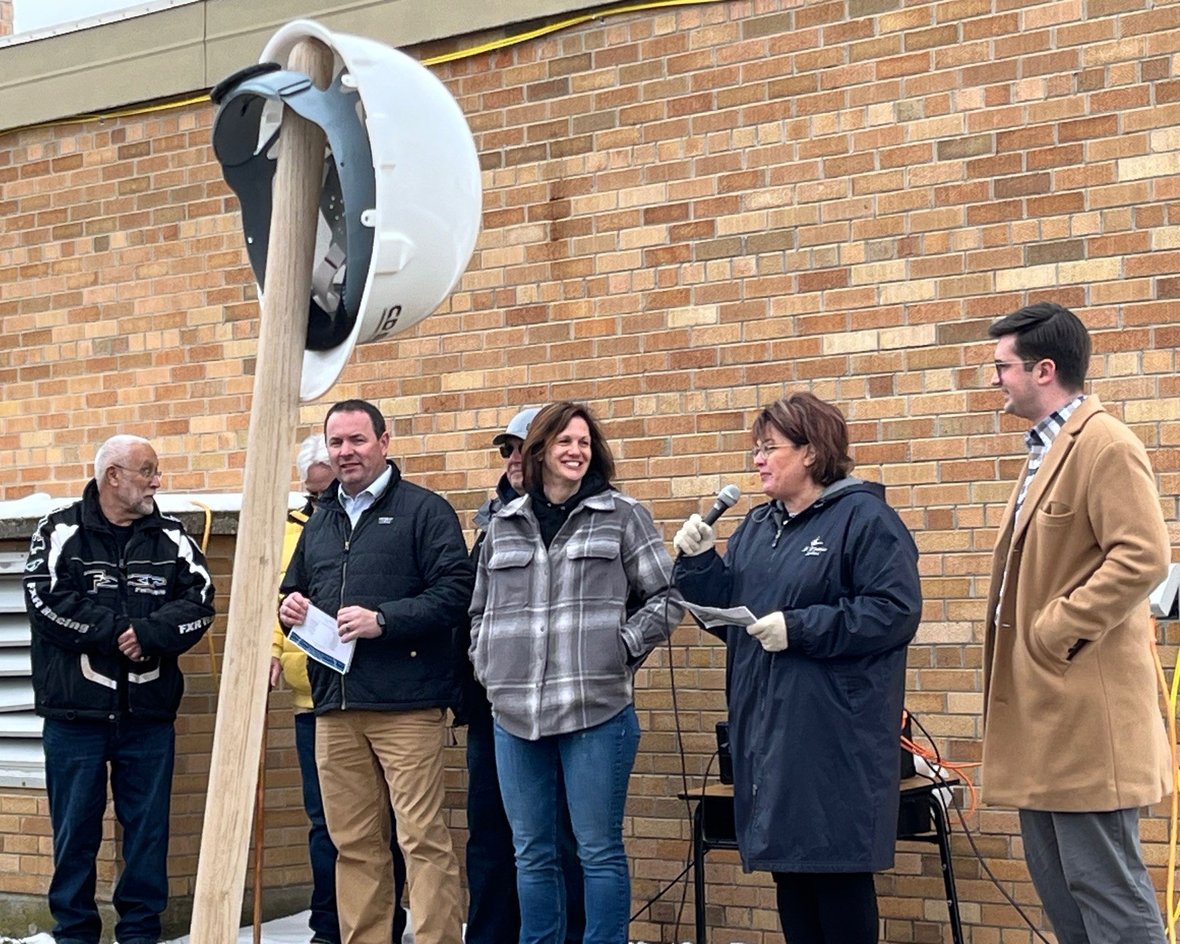 03 Principal speaking at St. Matthew School daycare project groundbreaking with CD Smith Construction