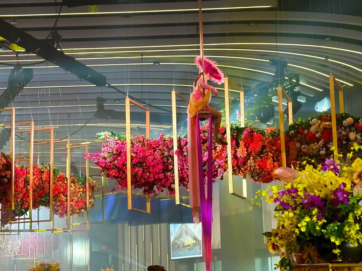 Aerial performer at Baird Center Expansion Project Grand Opening Gala in Milwaukee Wisconsin