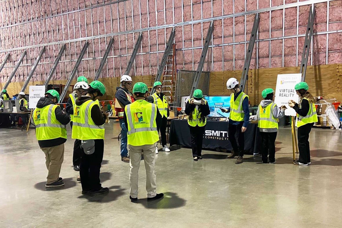 CD Smith Virtual Design + Construction Team at Trades Education Day with students at Baird Center Expansion Project in Milwaukee Wisconsin
