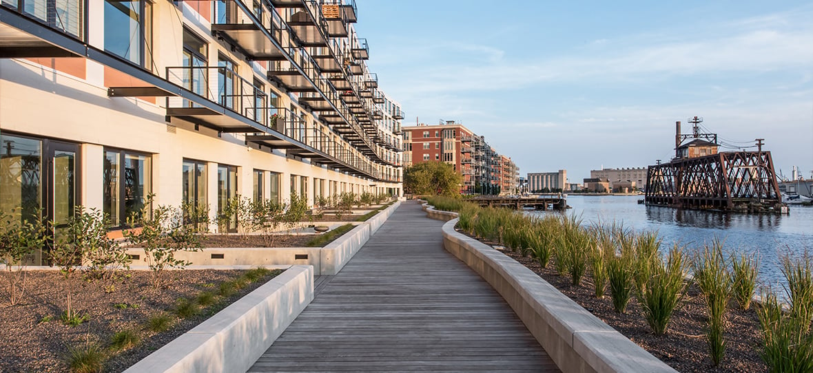 C.D. Smith Construction Manager built DoMUS apartments high-end housing in Milwaukee's Historic Third Ward & RiverWalk.