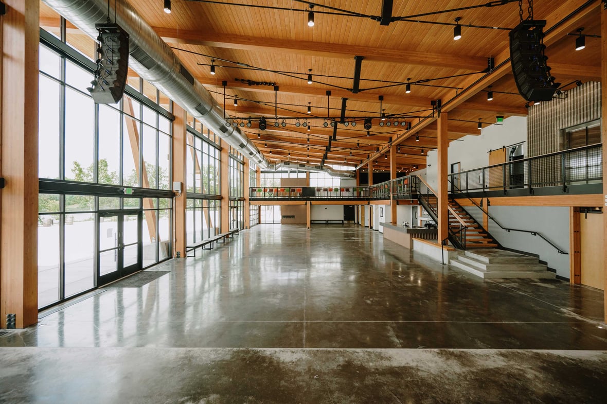 RiverHeath Poplar Hall Event Space mass timber sustainable building with C.D. Smith Construction Manager