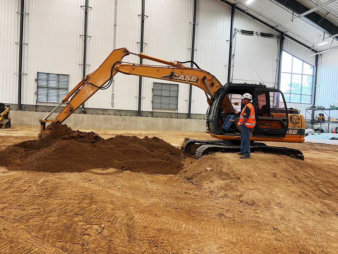 Students running heavy equipment at an operating engineers training facility in Wisconsin 