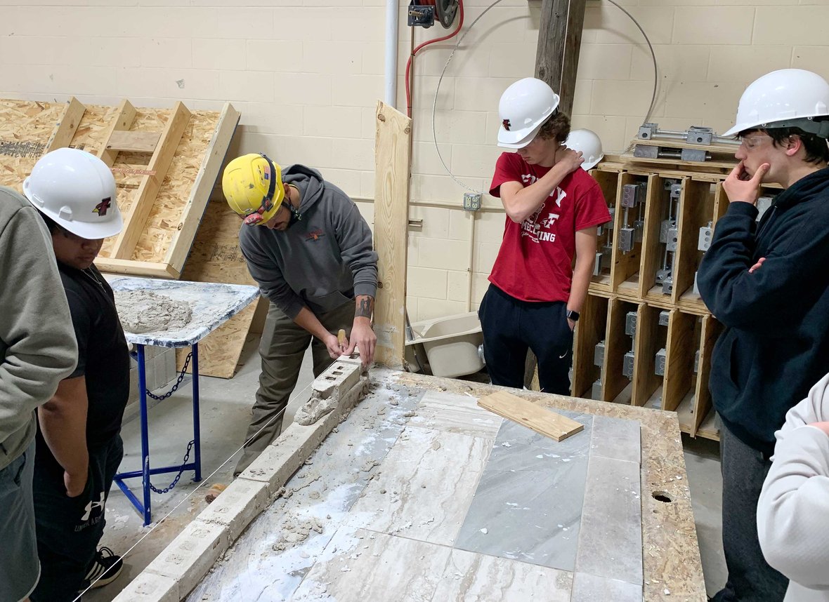 06 Masonry Week event at Fond du Lac high school ACE Academy with CD Smith Construction mentors and academic instructors for students-IMG_4129