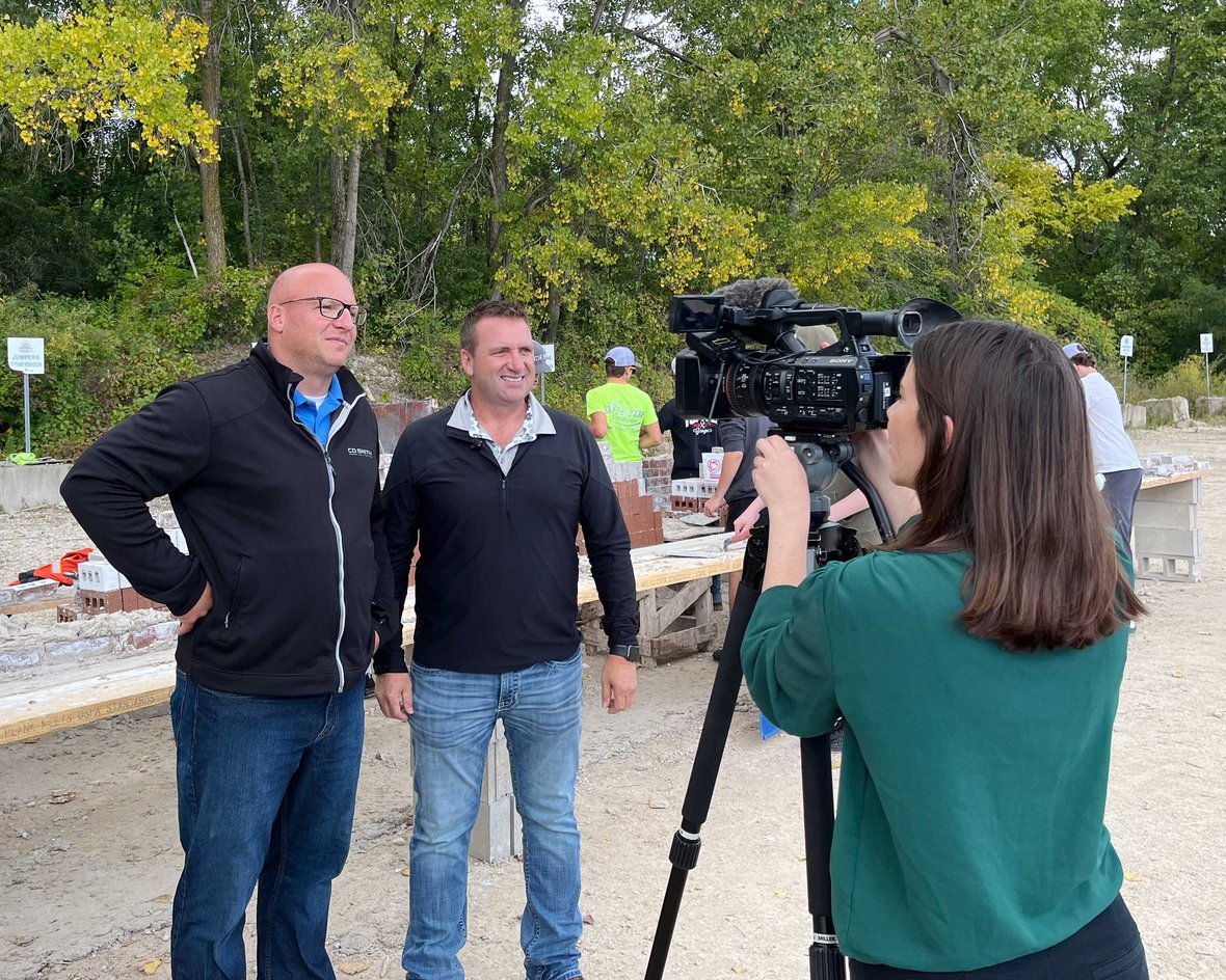 CD Smith Construction Field Operations Directors interviewed by Channel 26 at Spec Mix Bricklayer 500 Wisconsin Regional Masonry Competition