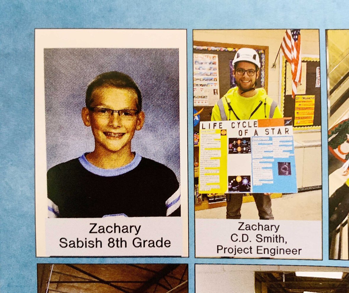 C.D. Smith Construction Project Manager Zach Rosanske in elementary school and today
