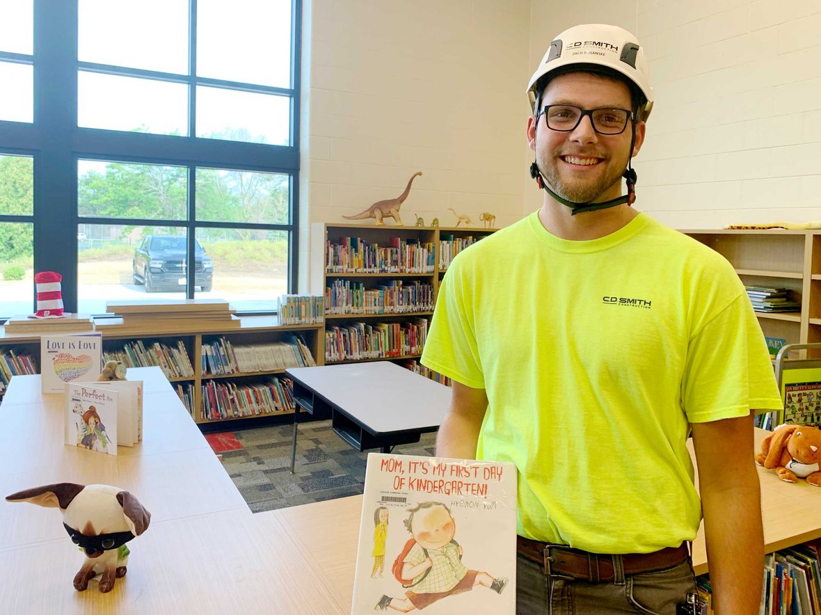 C.D. Smith Construction Project Manager Zach Rosanske on a school building project jobsite