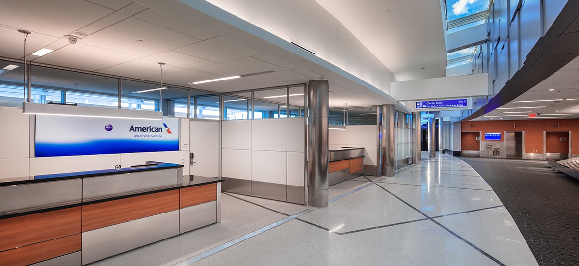 The General Mitchell International Airport Baggage Claim project was a phased deconstruction and reconstruction of a new baggage claim building, mezzanine offices, and lower level mechanical and carousel equipment space that was completed by C.D. Smith. This project was LEED cerftified, due to its green roof and its energy efficient design.