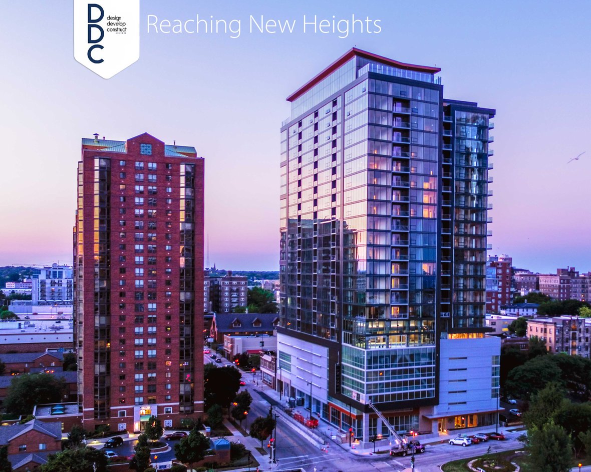 Mass timber building Ascent MKE constructed by C.D. Smith feature picture of exterior in Design Develop Construct DDC Journal