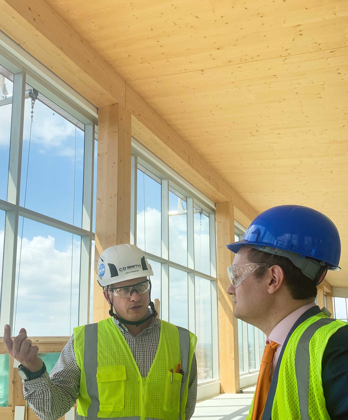 Project Manager Chris Johansen with Daniel Safarik from CTBUH on the 25th floor of Ascent