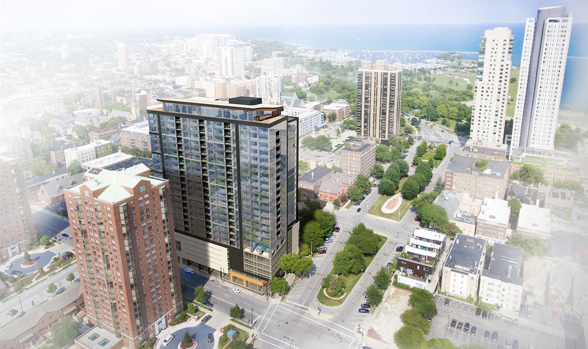 Ascent luxury apartments Milwaukee housing project updates from C.D. Smith Construction on tallest mass timber wood building.