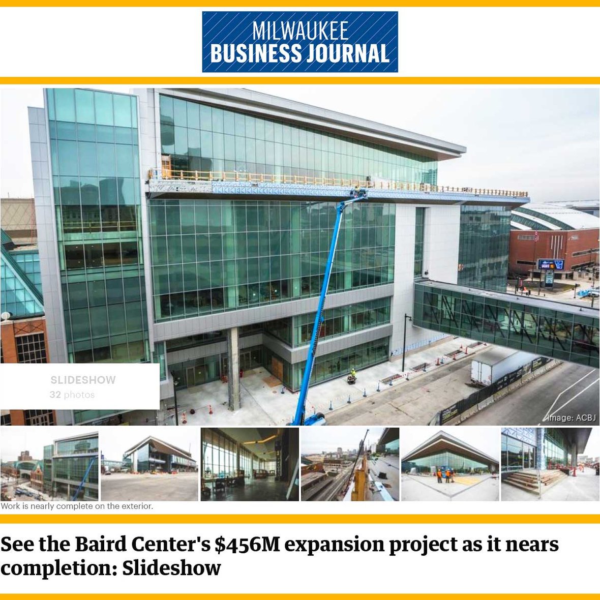 Baird Center Expansion Construction Project photos in Milwaukee Business Journal