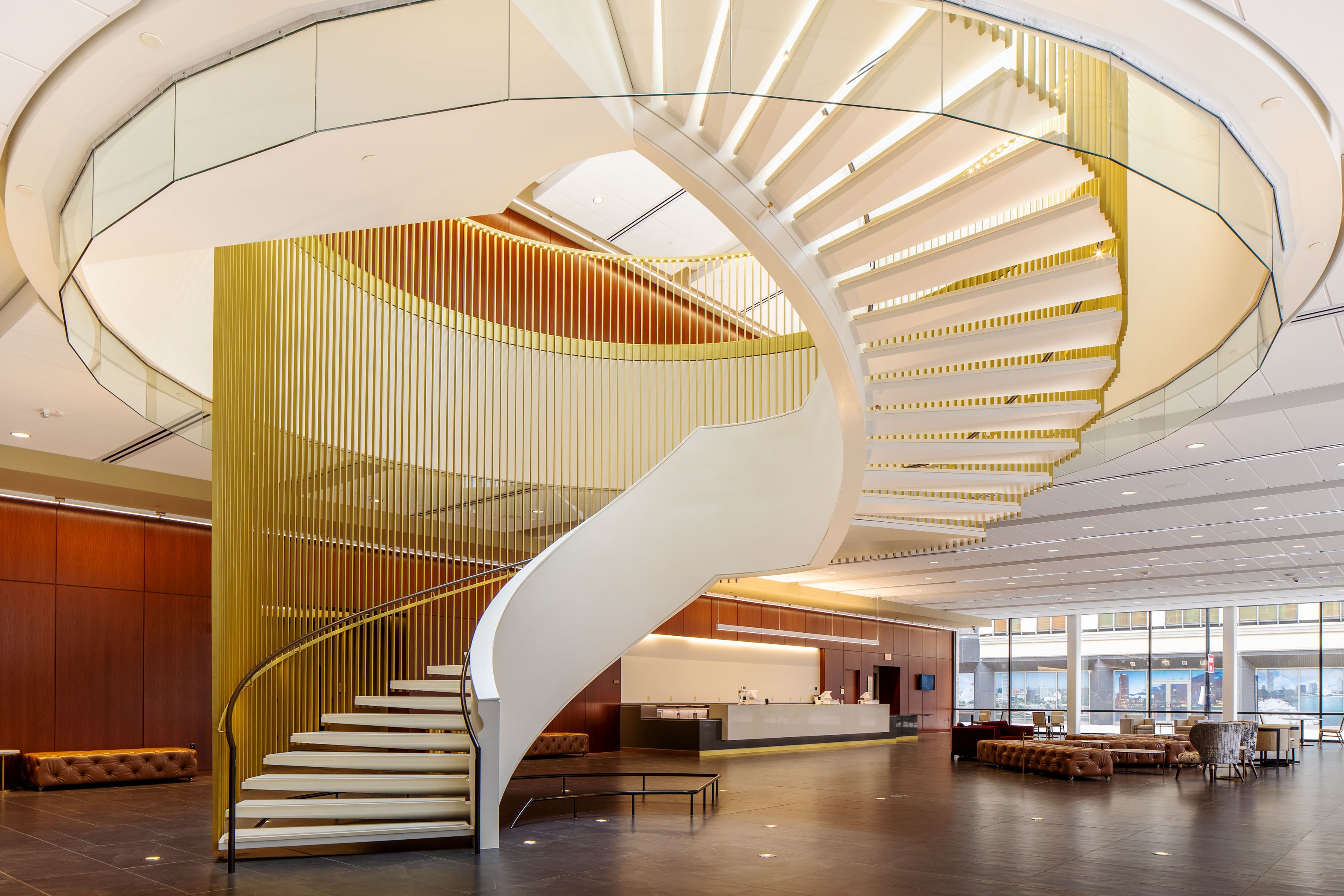 Bradley Symphony Center spiral staircase modern atrium architecture of Milwaukee Symphony Orchestra