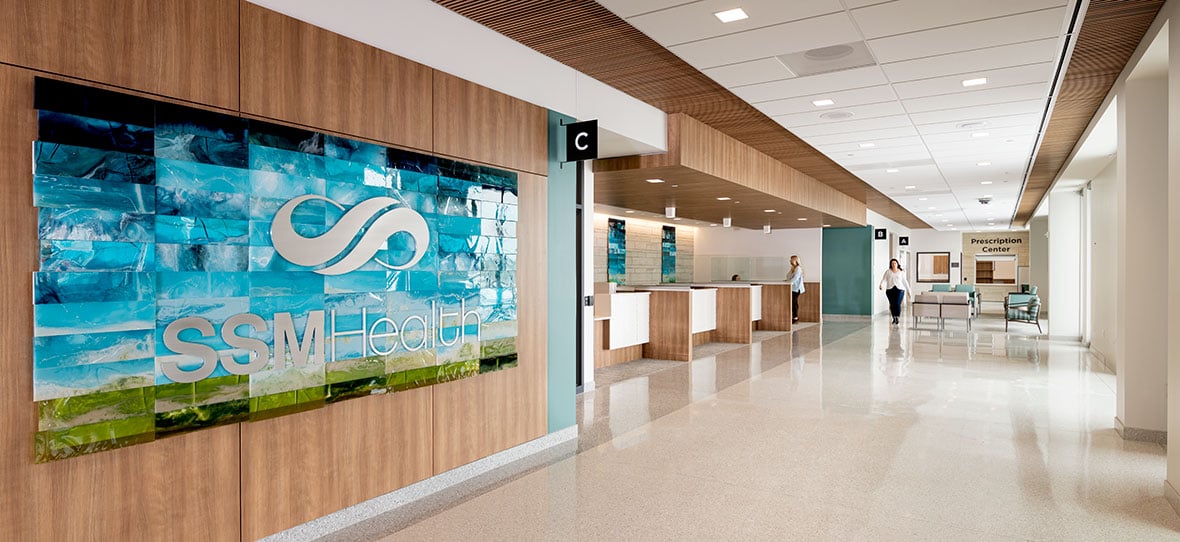 C.D. Smith Construction Manager modern healthcare architecture building project SSM Health Beaver Dam Clinic lobby design