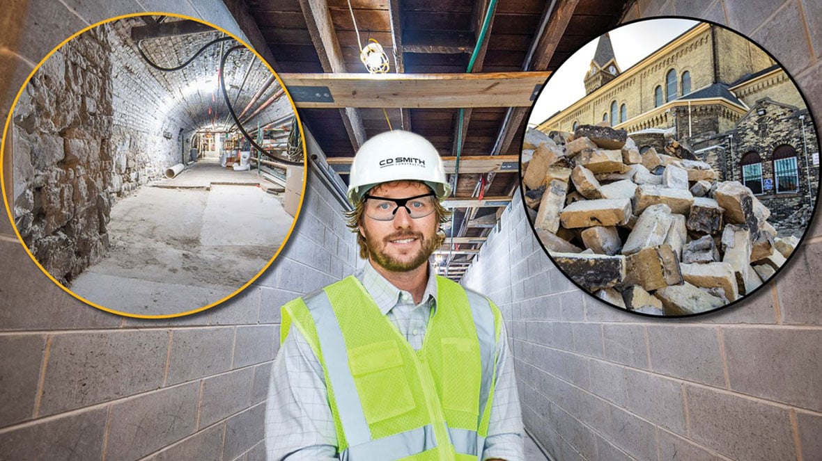 C.D. Smith Construction Superintendent Clint Bindrich is pictured with two innovative solutions for addressing the Capuchins' requests.