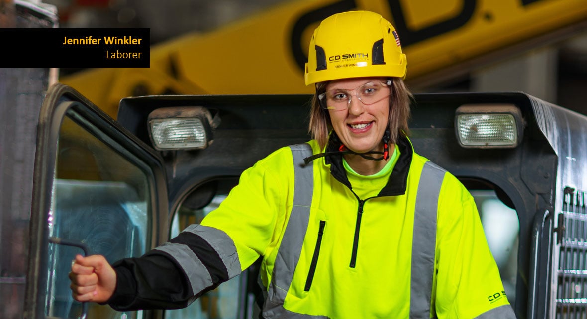 C.D. Smith Women in Construction Laborer Jennifer Winkler Getting the Job Done Construction Worker Apprentice Concrete