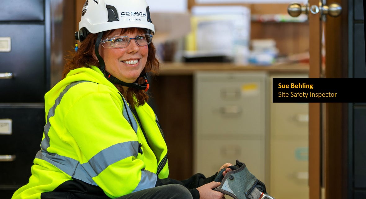 C.D. Smith Women in Construction Project Site Safety Inspector Sue Behling Getting the Job Done Construction Safety Worker