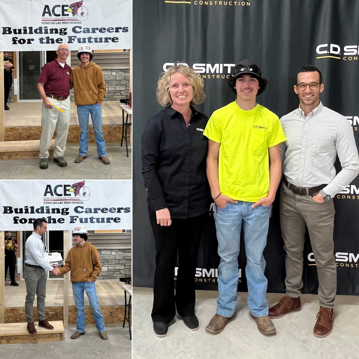 CD Smith Construction at Fond du Lac High School ACE Academy Apprentice Signing Day with Jacob Halper Skilled Trades Grant Recipient