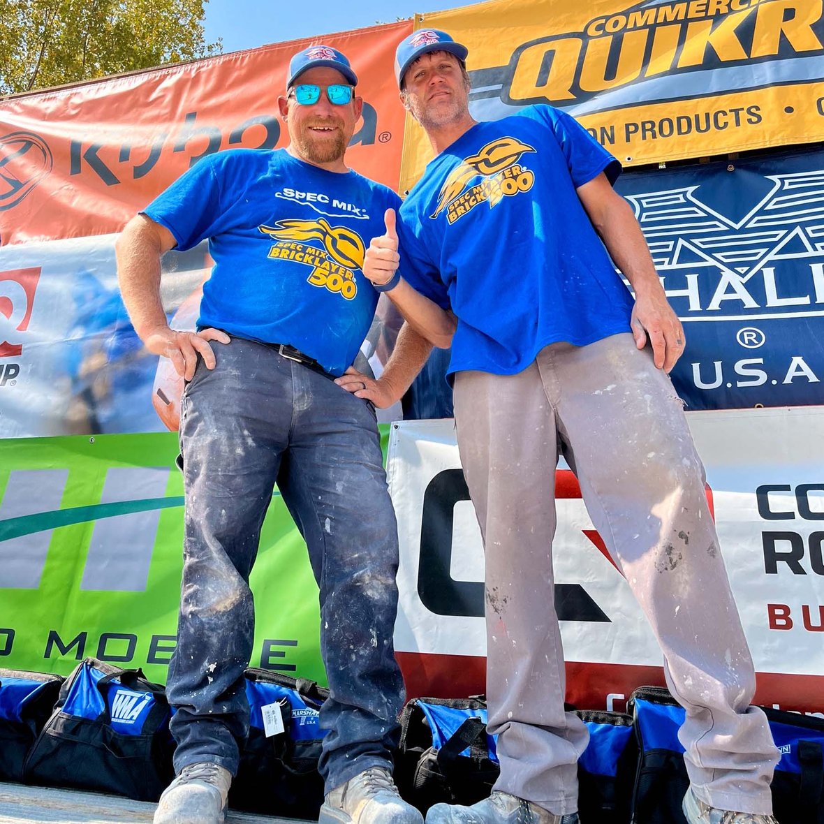 CD Smith Construction mason Jesse Steger with tender Kurt Bartus at Bricklayer 500 in Fond du Lac Wisconsin 20240911_173439836_iOS