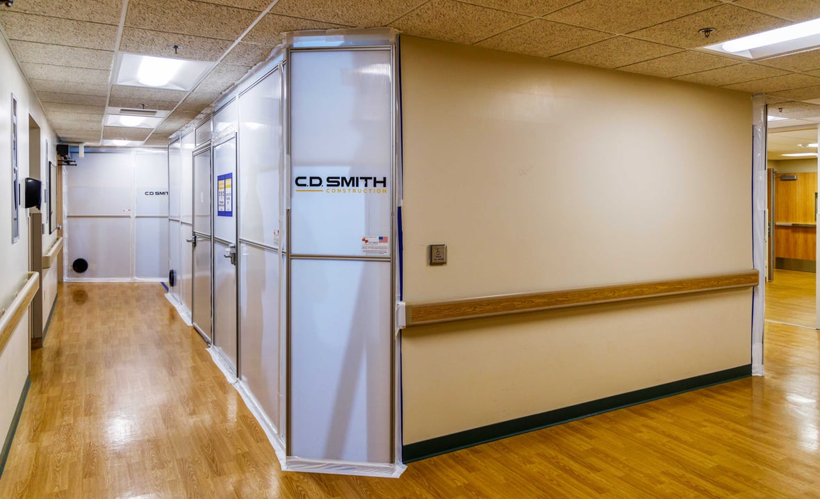 CD Smith Construction Healthcare Building Project ICRA-Approved Wall Partition on Wisconsin Jobsite