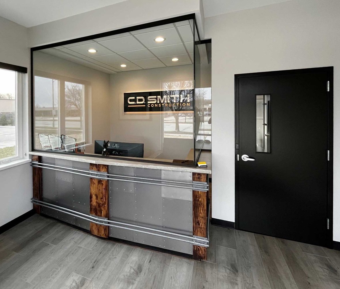 CD Smith Construction Milwaukee interior front entry and office of Tower Ave  location in Wisconsin