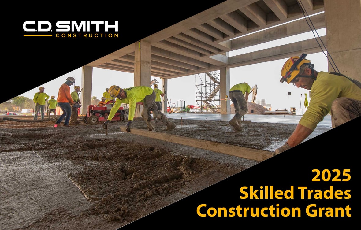 CD Smith Construction concrete workers in skilled trades working at Milwaukee Wisconsin jobsite