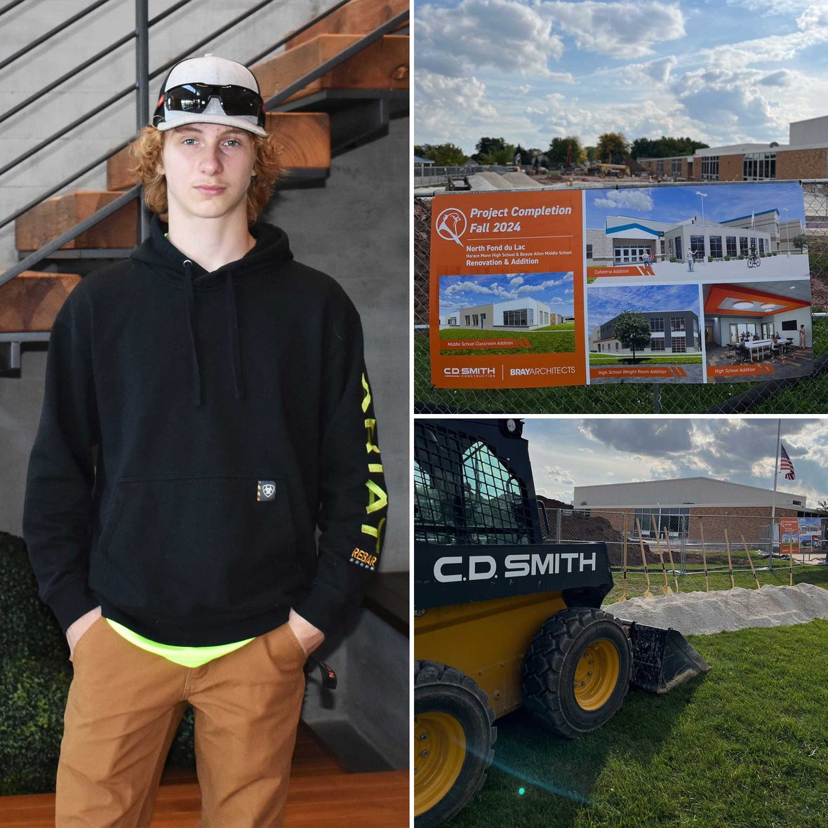 Youth Apprentice Caleb Krug working with CD Smith Construction on North Fond du Lac School District project