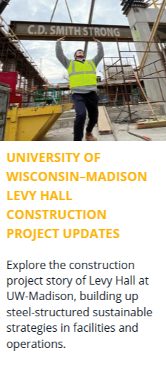 Construction workers on site at UW–Madison focusing on safety, collaboration, and execution of complex steel placement--1
