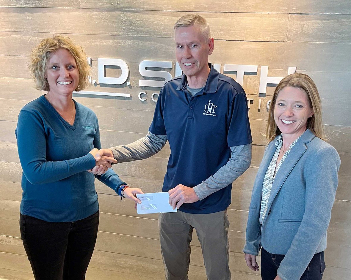 Connie Coon (at left) and Holly Brenner (at right) pictured with SHP WI-De Pere Chapter Co-President Dan Vermeulen at C.D. Smith Construction's Fond du Lac Office