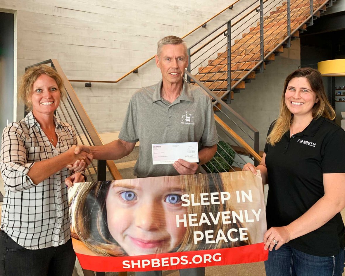 Connie Coon (at left) and Mercedes Tucker (at right) pictured with SHP WI-De Pere Chapter Co-President Dan Vermeulen at C.D. Smith Construction's Fond du Lac Office