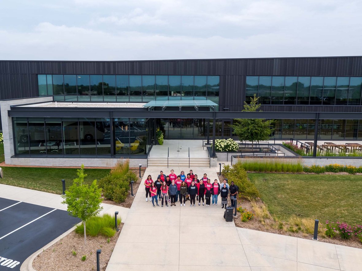 Drone footage of Students in Marian University Summer Academy visiting CD Smith Corporate Office Photo-1