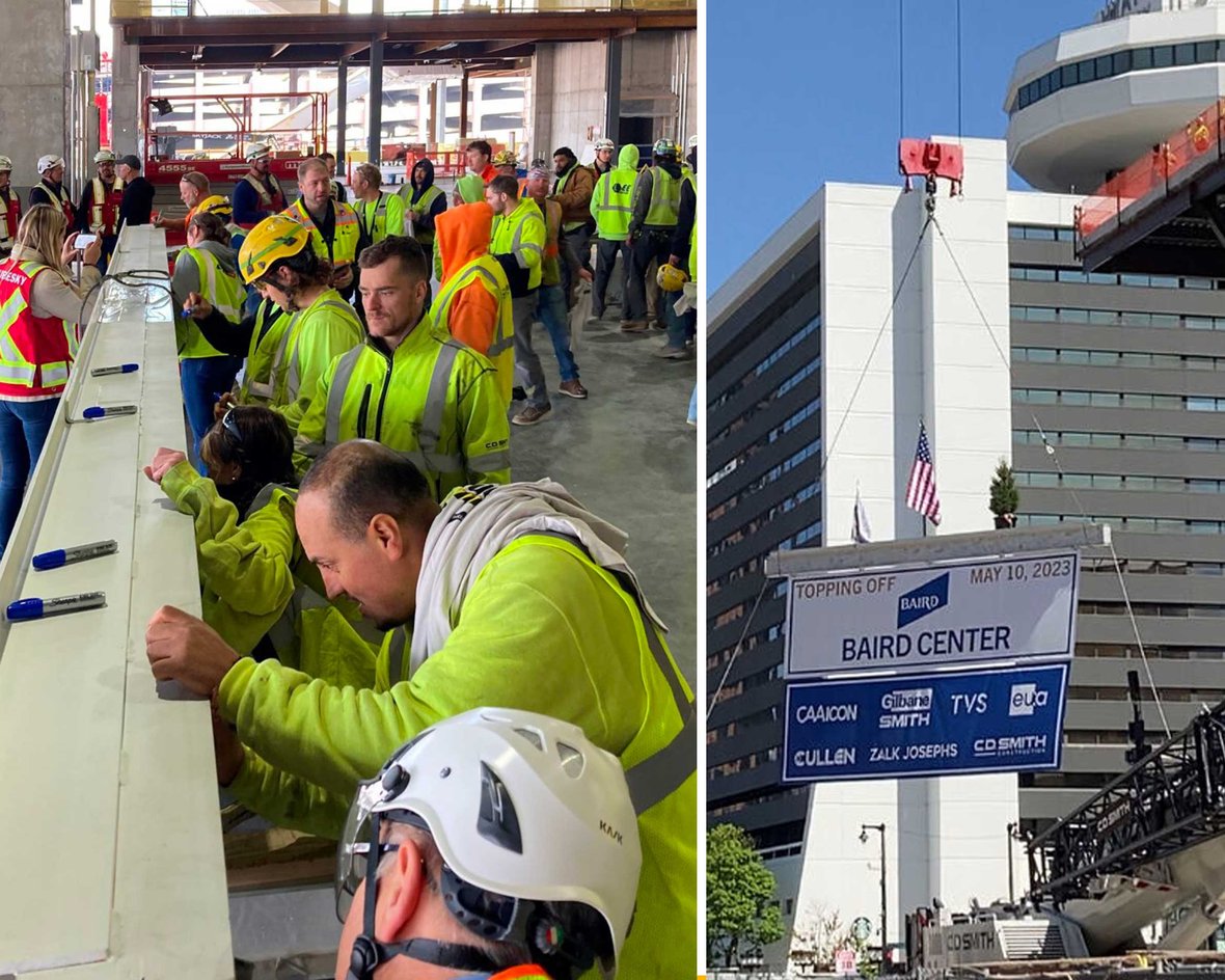 Feature Wisconsin Center Expansion Project Milestone with Final Beam Signing and Installation 1683756324959