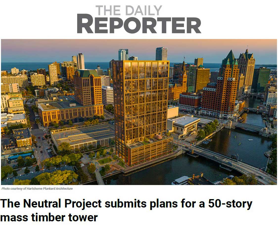 Feature Image for The Daily Reporter article about The Edison project in Milwaukee Wisconsin with rendering by HGA
