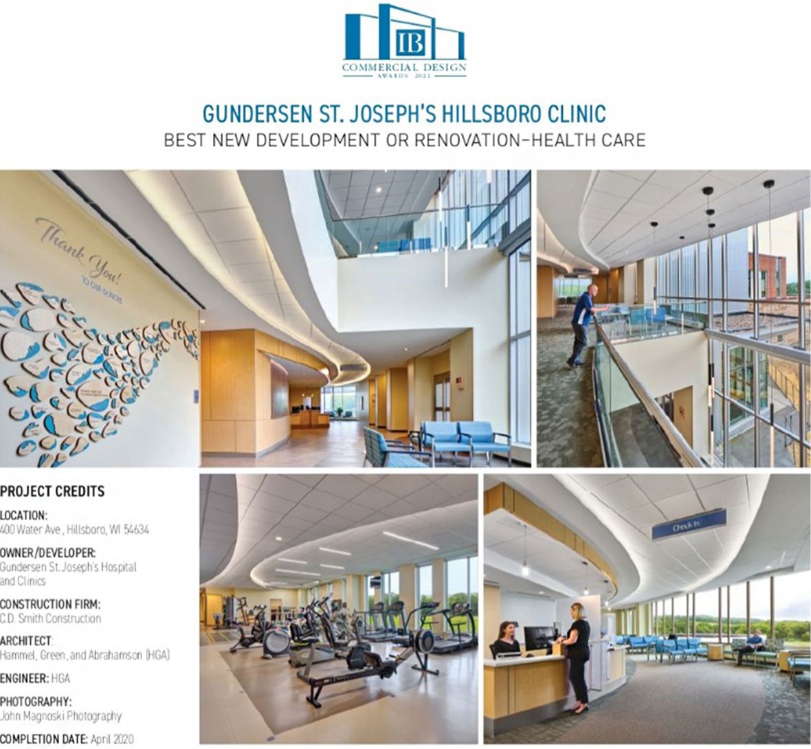 Commercial Design Award for Gundersen St. Joseph's Healthcare Project
