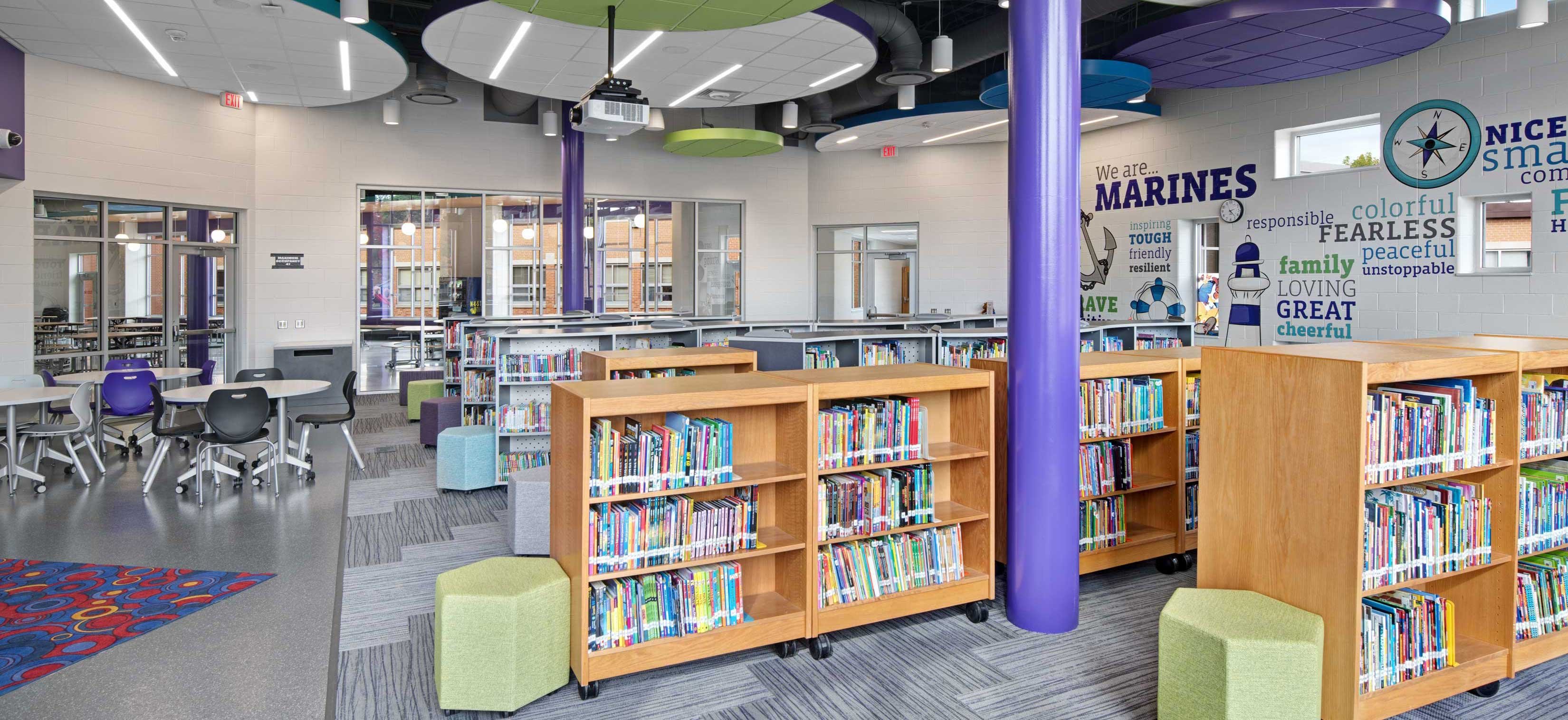 Modern School Building C.D. Smith Construction Manager & Preconstruction Marinette Intermediate School Addition Renovation Project library