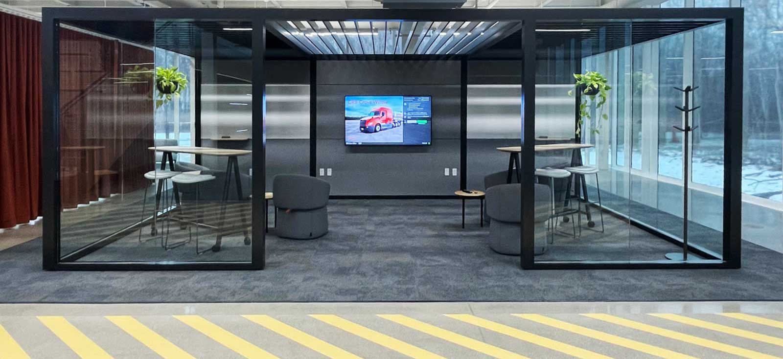 Schneider National The Grove Innovation Center corporate office interior glass conference room completed construction by CD Smith