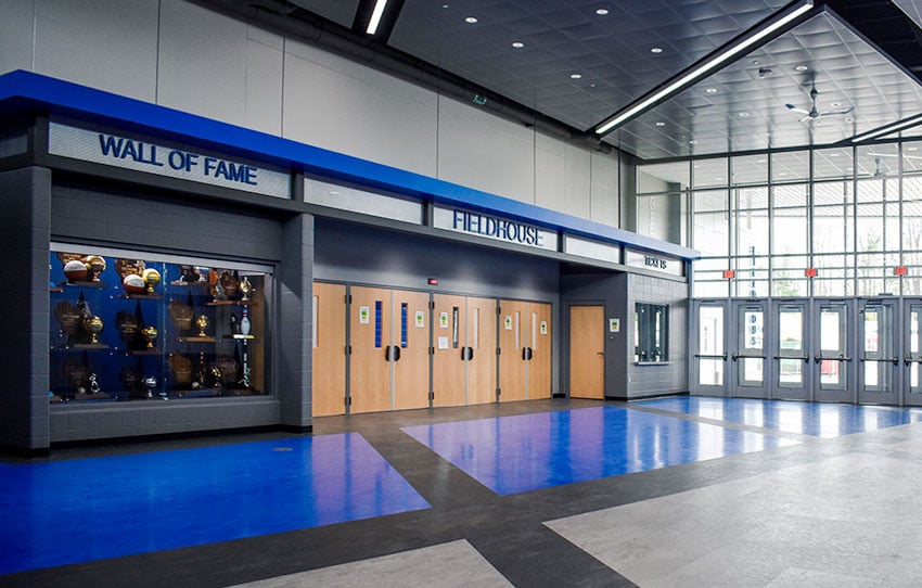 Germantown high school entrance new construction education facility in Wisconsin