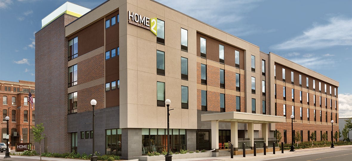 C.D. Smith was hired as Construction Manager for Home2 Suites by Hilton, offering convenient, extended-stay hotel suites with calming views of the Mississippi River and bluffs of La Crosse.