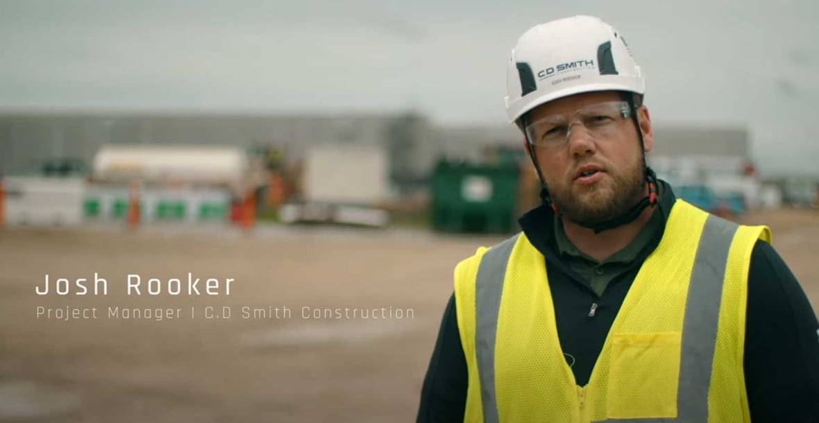 CD Smith Senior Project Manager Josh Rooker at Sub-Zero Project jobsite in CapturePro Video for Croell on concrete pouring