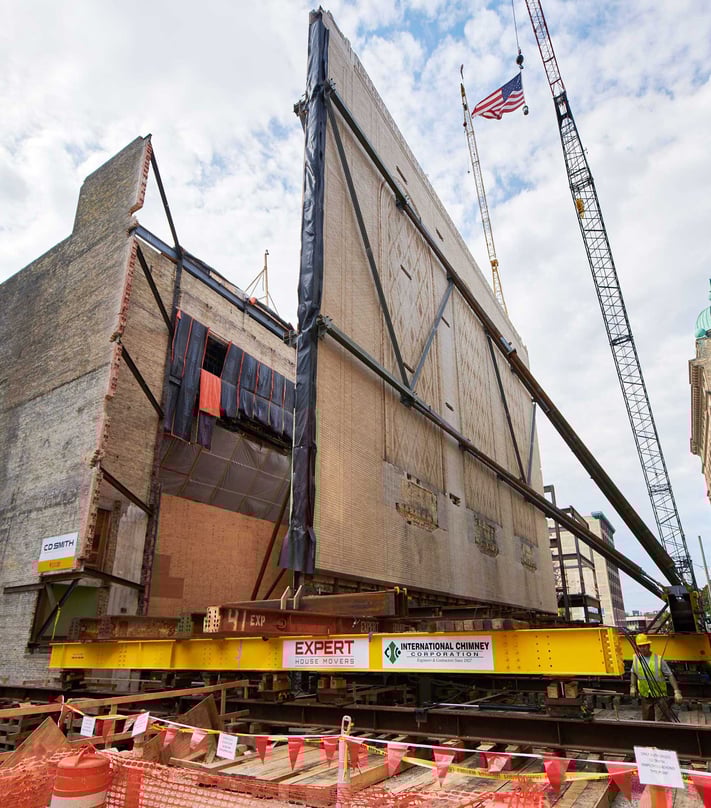 The historic wall stood in its intended place on the day of the successful move for expanding the stage on the Milwaukee Symphony Orchestra projectts-intended-place-on-the-day-of-the-successful-move-for-expanding-the-stage-on-the-Milwaukee-Symphony-Orchestra-project
