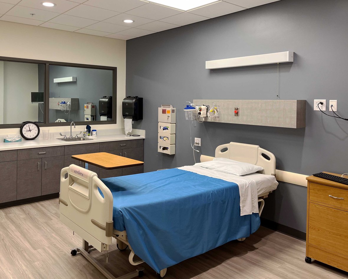 Marian University New Nursing Space Ribbon Cutting CD Smith Construction Renovation Project Interior Sim Lab Shown Here