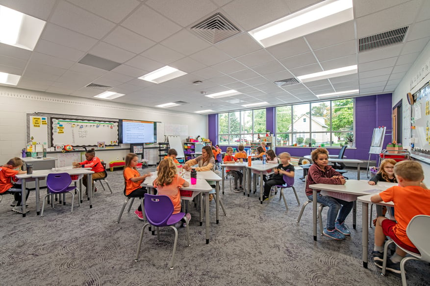 Modern School Building C.D. Smith Construction Manager & Preconstruction Marinette Primary School Addition Renovation Project Classroom
